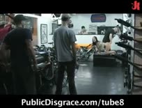 Crazy public sex in a bike shop - Hardcore sex video